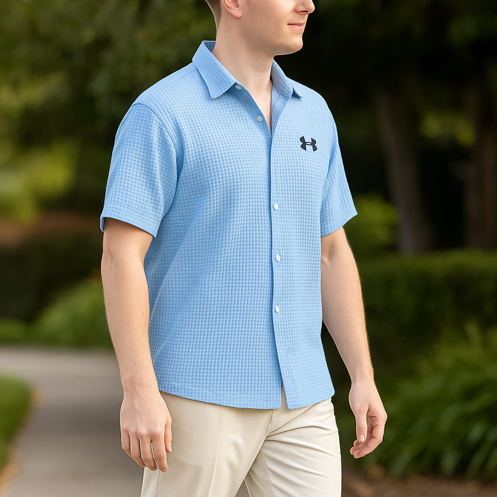 UA Men’s Waffle Knit Casual Sports Button Shirt