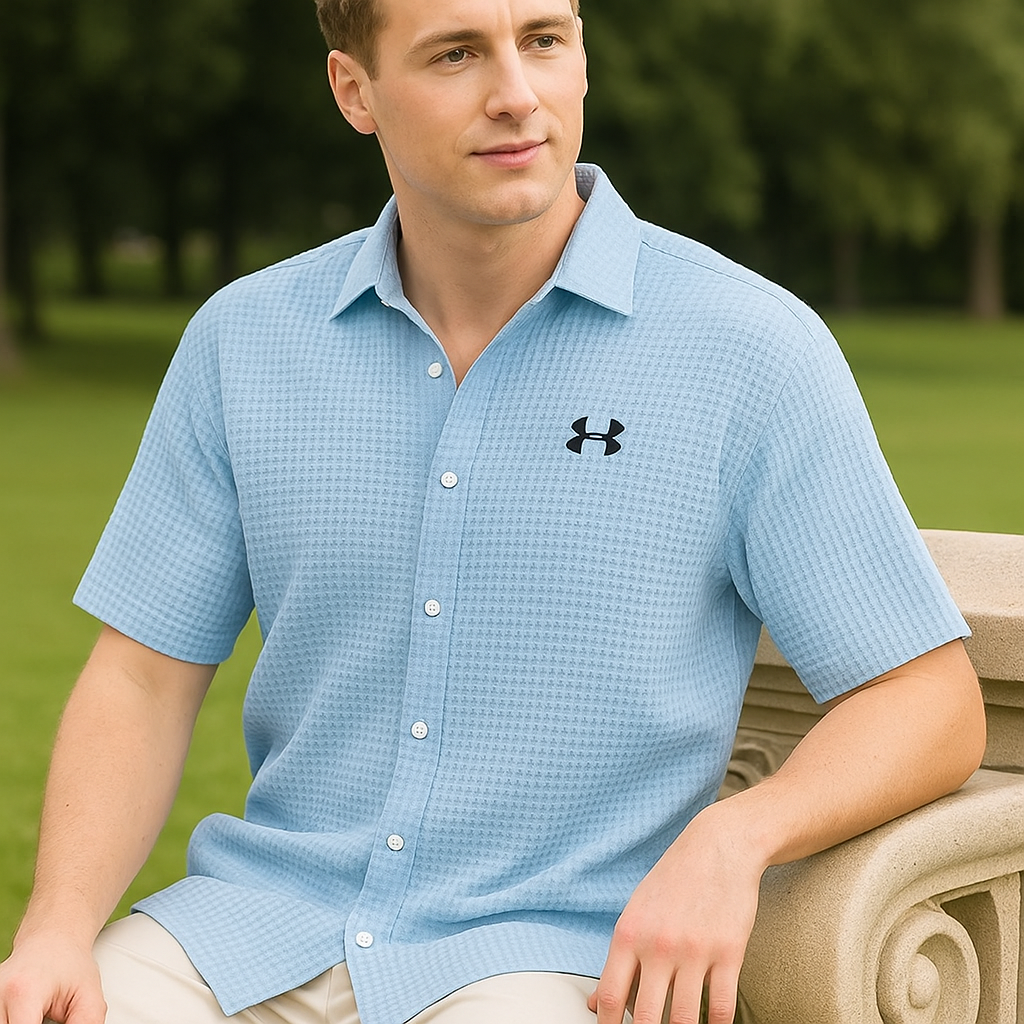 UA Men’s Waffle Knit Casual Sports Button Shirt