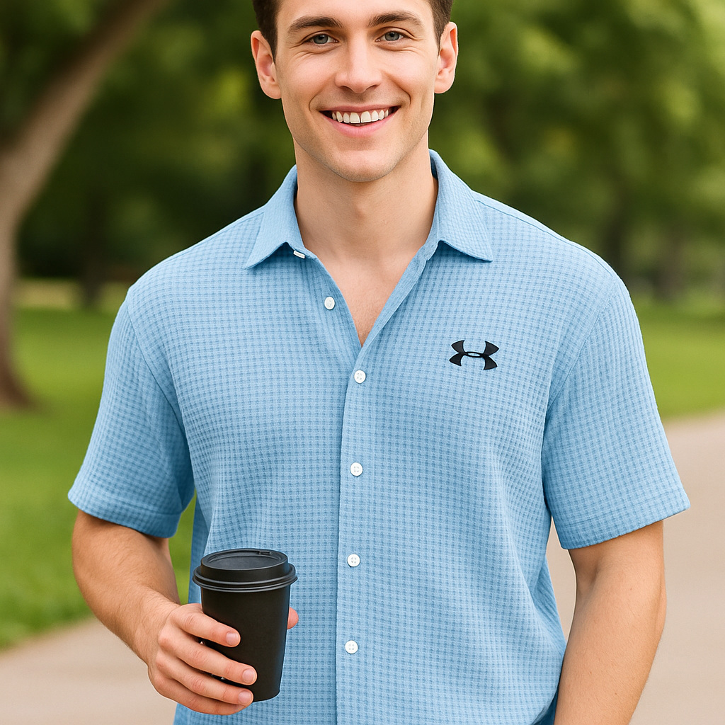 UA Men’s Waffle Knit Casual Sports Button Shirt